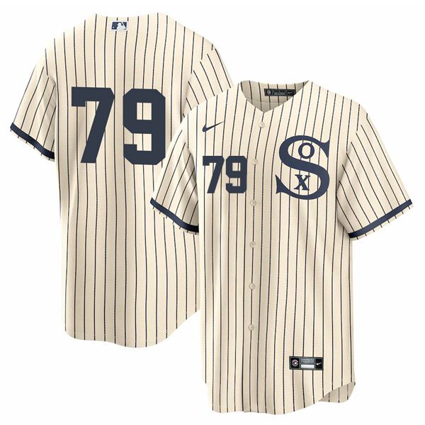 Men Chicago White Sox 79 No Name Cream stripe Dream version Game Nike 2021 MLB Jerseys